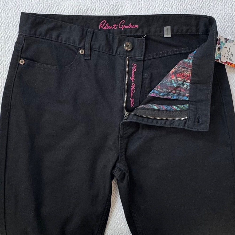 NWT Robert Graham "Hailey" Black Jeans Slim Straight Leg Women's Size 4